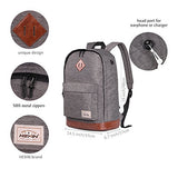 HEXIN Grey Water Repellent Canvas Collapsible Rucksack 15 inch Computer Bag Pack