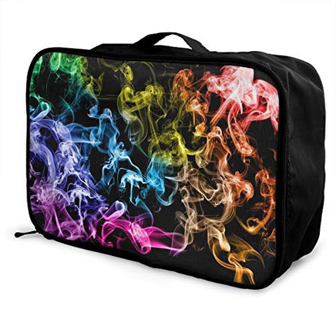 Travel Lightweight Waterproof Foldable Storage Carry Luggage Duffle Tote Bag - Colored Smoke Black