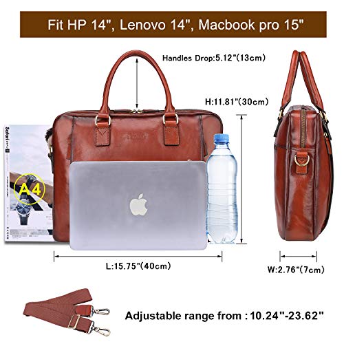 Italian Full Grain Leather Briefcase Banuce Vintage Full Grain Italian Leather Briefcase - 14 Laptop, Brown, Business Attache Case Professional Briefcase Italian Full Grain Leather Briefcase Banuce Vintage Full Grain Italian Leather Briefcase - 14 Laptop, Brown, Business Attache Case Professional Briefcase