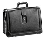 Mancini Italian Leather 17" Laptop Lawyer's Briefcase - Black