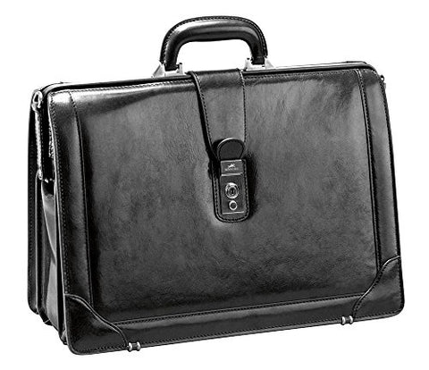 Mancini SIGNATURE Luxurious Italian Leather 17" Laptop Briefcase in Black