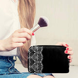 LORVIES Black And Lace Makeup Bag Toiletry Bag for Women Skincare Cosmetic Handy Pouch Zipper Handbag