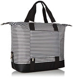 Travel Weekender Overnight Carry-on Shoulder Duffel Tote Bag (8" x 12" x 16 (Large), Black & White Stripes)