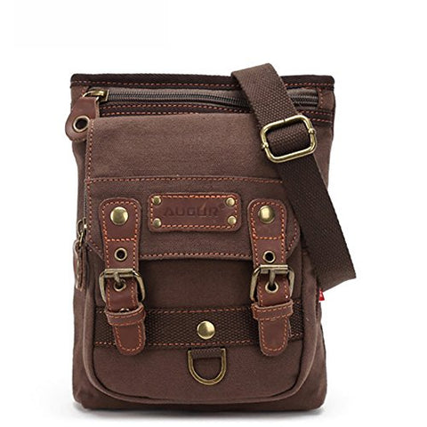 Augur Vintage Shoulder Bag Multi-Pockets Crossbody Messenger Bags Sling Shoulder Bag (Coffee)