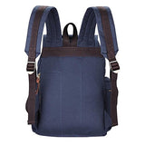 Globe House Products GHP Blue Vintage Style Water Resistant Canvas Camping Backpack with Adjustable