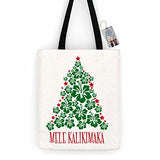Christmas Vacation Mele Kalikimaka Cotton Canvas Tote Bag Day Trip Bag Carry All