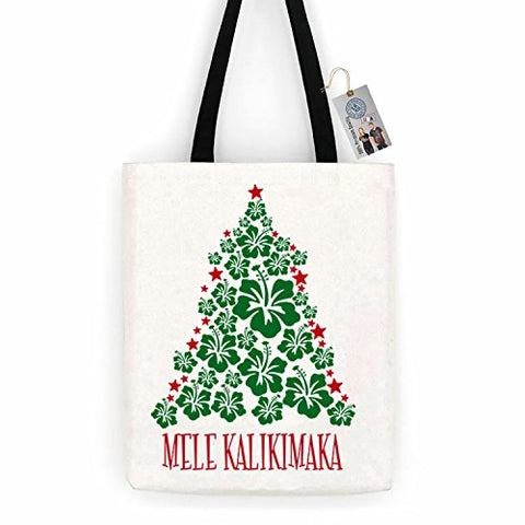 Christmas Vacation Mele Kalikimaka Cotton Canvas Tote Bag Day Trip Bag Carry All