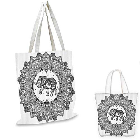 Mandala canvas messenger bag Paisley Mandala Motif with Elephant Inside Ideal Ethnic Strength Honor