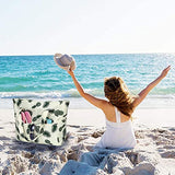 Large Beach Tote Bag Women Waterproof Sandproof Pineapple Zipper Beach Tote Bag Pool Gym Grocery Travel with Wet Pocket