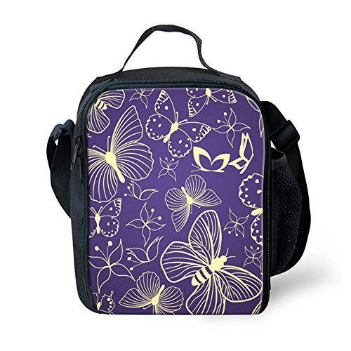 Doginthehole Butterfly Printed Lunch Bag For Teenage Kids Cooler Thermal Case