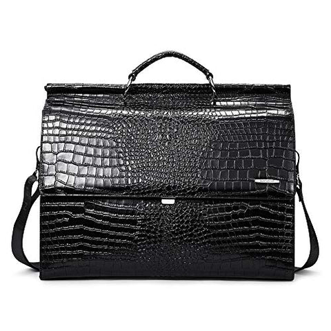 BOSTANTEN Leather Briefcase 16"Laptop Business Vintage Slim Messenger Crocodile Bags for Men &