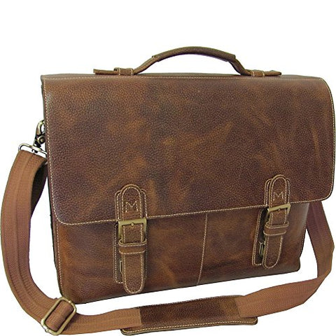 AmeriLeather Classical Leather Organizer Briefcase (Brown)