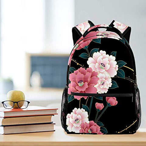 LORVIES Japanese Floral Pattern Backpack Hiking Daypack for Adults Kids