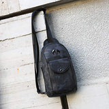 Babama Genuine Camo Leather Chest Bag For Men Crossbody Shoulder Purse Daypack