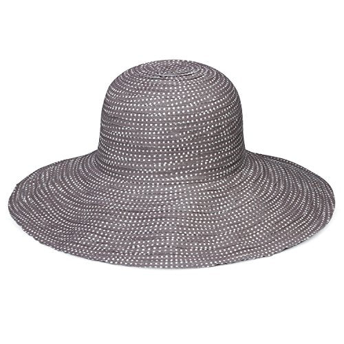 Wallaroo Hat Company Women’s Petite Scrunchie Sun Hat – Grey/White Dots – UPF 50+