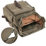 Kattee Men’s Leather Canvas Backpack Large School Bag Travel Rucksack Army Green