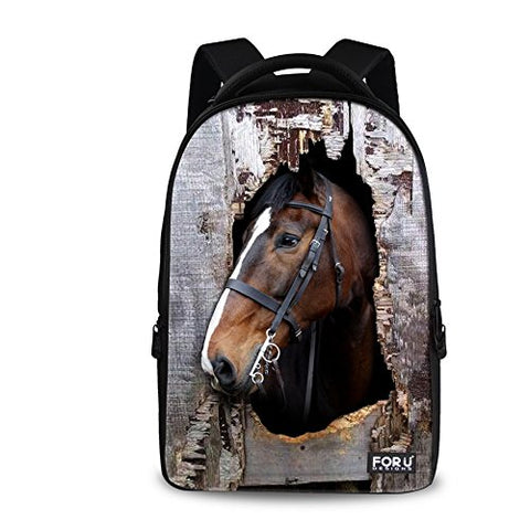 Bigcardesigns Fashion Horse Pattern Backpack Schoolbag For Boys Girls