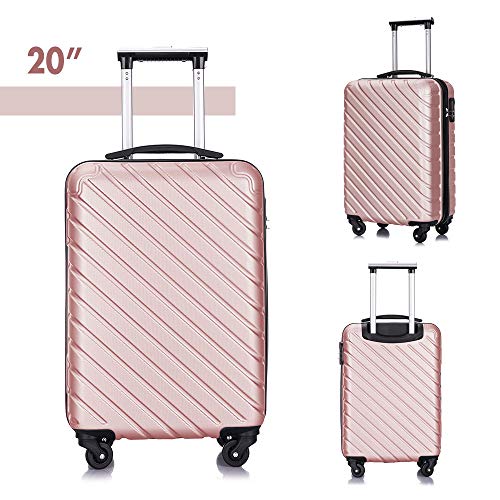 Apelila 3 Piece ABS Luggage Sets with Spinner Wheels Hard Shell Spinner  Carry On Suitcase (Champagne Gold, 20 24 28 Inch 3 Pieces)