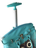 Trendy Flyer Computer/Laptop Rolling Bag 2 Wheel Case Turquoise Owl