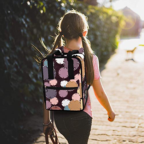 LORVIES Japanese Circle Pattern School Bag for Student Bookbag Teens Travel Backpack Casual Daypack Travel Hiking Camping