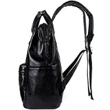 Berchirly Casual PU Leather Backpack Laptop Bookbag Black Girls Schoolbag Casual Daypack