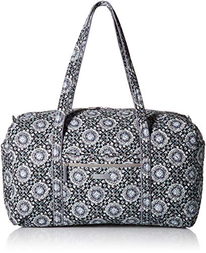 Vera Bradley Iconic Large Travel Duffel, Signature Cotton, Charcoal Medallion, charcoal medallion, One Size