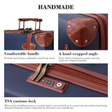 urecity Cute Vintage Carry on Mini Trunk Suitcase with Leather Strips and Shoulder Strap (Navy Blue)