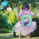 4PCS Unicorn Backpack for Girls, Sequin Prechool Bookbag and Lunch Box