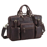 Polare Men'S Vintage Full Grain Leather Messenger Bag Business Case Computer Briefcase