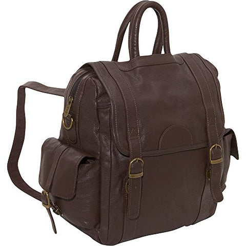 AmeriLeather Leather Three Way Backpack (Chestnut Brown)