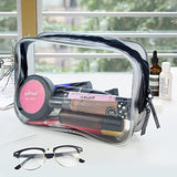 5 Packs Clear Cosmetics Bag TSA Approved, Wobe PVC Zippered Toiletry Carry Pouch Portable Makeup Bag for Vacation Travel, Bathroom and Organizing Waterproof Makeup Bag Vinyl Plastic Organizer Case