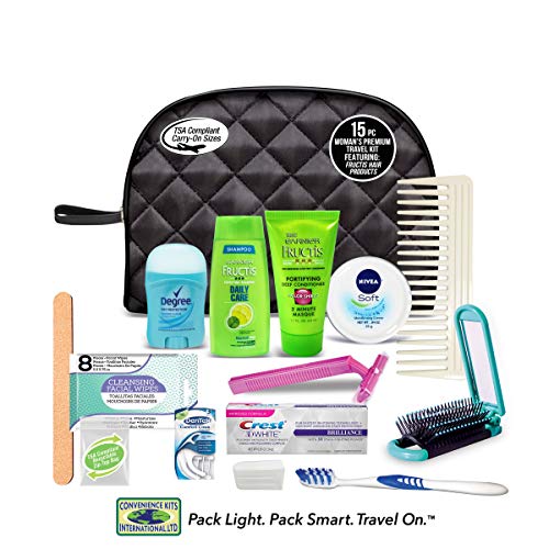  Convenience Kits International Women's Premium 20-Piece Kit  with Travel Size TSA Compliant Essentials in Stylish Cosmetic Bag : Beauty  & Personal Care