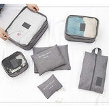 7 Pcs Set Travel Clothes Storage Bags Packing Travel Luggage Organizer Pouch Waterproof Clothing Sorting Packages (Grey)