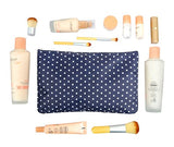 Vercord 7 Set Travel Packing Organizers Cubes Mesh Luggage Cloth Bag Cubes With Bra/Underwear Cube and Shoe Pouch, Dark Blue Dots