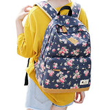 ABage Cute Casual Bag Floral Canvas Backpack College Book Bag Travel Daypack, Black1
