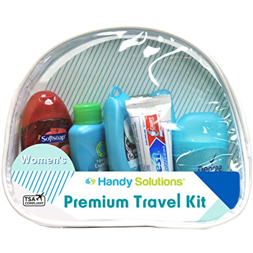 Premium Women's 7-Piece Travel Size Kit includes Twin Blade, Toothbrush, Herbal Essence Hello Hydration Shampoo, Conditioner, Degree Antiperspirant, Toothpaste, Softsoap Body Wash (TSA Compliant)