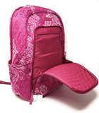 Vera Bradley Laptop Backpack (Updated Version) With Solid Color Interiors (Stamped Paisley With