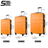 FLIEKS Luggages 3 Piece Luggage Set Spinner Suitcase (Orange)