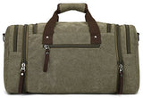 Canvas Duffel Bag, Aidonger Vintage Canvas Weekender Bag Travel Bag Sports Duffel with Shoulder Strap (Army Green)