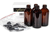 Vivaplex, 4, Large, 8 oz, Empty, Amber Glass Bottles with Black Lotion Pumps