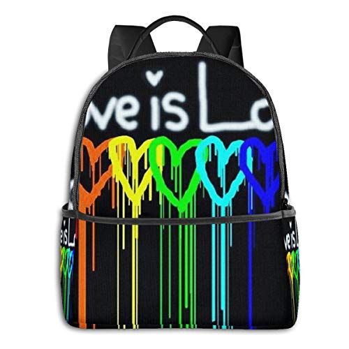 NiYoung Fashion Leisure Backpack for Girls Teenage School Backpack Women Print Backpack Purse Rainbow Gay Pride Rainbow Heart Love is Love