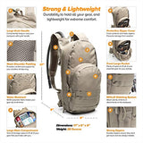 Diaz Sport Tactical Molle Hydration Pack Backpack with 3L Water Bladder. Lightweight & Durable Military Daypack Keeps Water Cold Up to 4 Hours | for Hiking Running Cycling Camping Biking | Tan Khaki