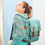 Modoker Womens Vintage Laptop Backpack with USB Charging Port, Slim Laptop Backpack for Women Men Travel School College Teal Bookbag Fashion Rucksack Backpack Fits 15.6 Inch Notebook, Daypack Green