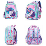 Unicorn Backpack for Girls, Kid 16 Inch Water Resistant Preschool Primary Kindergarten Elementary School Bookbag With Water Bottle Pocket and Chest Strap Large Capacity - Purple