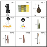 LIZHOUMIL 217/252pcs Carp Fishing Tackle Box Anti Tangle Sleeve line aligner Bait Screw Stoper carp Hook carp Sinker T0514-217 Pieces Without Corn