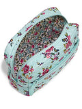 Vera Bradley Iconic Large Cosmetic Case/Bag, Signature Cotton, Aqua/Water Bouquet