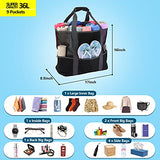LISM Beach Bag Mesh Beach Bag Waterproof Extra Large Sandproof Tote Bag Kids Toy Bag with Pockets and Zipper Lightweight Picnic Tote Travel Bags