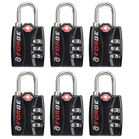 Forge Tsa Lock 6 Pack - Open Alert Indicator, Easy Read Dials, Alloy Body