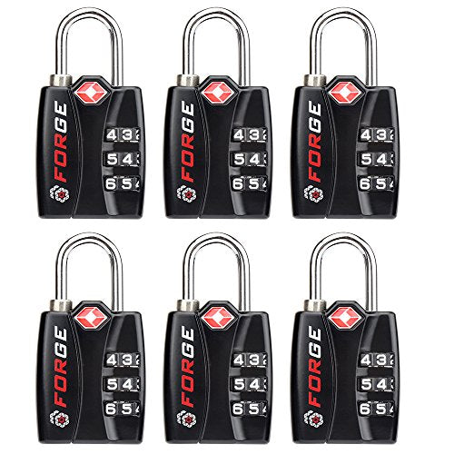 Forge Tsa Lock 6 Pack - Open Alert Indicator, Easy Read Dials, Alloy Body