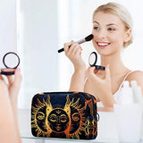 LORVIES Makeup Bag Toiletry Bag for Women Celestial Moon And Sun Skincare Cosmetic Handy Pouch Zipper Handbag